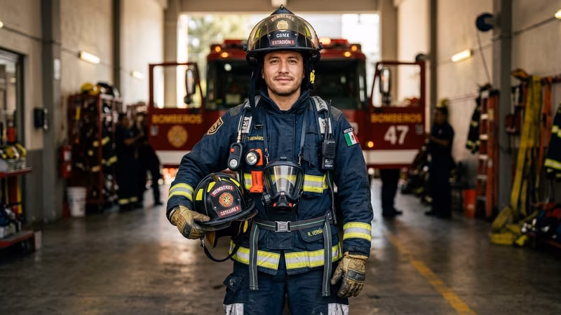 Bombero equipado con EPP moderno certificado NFPA — FIREFIGHTERS MX líder en México
