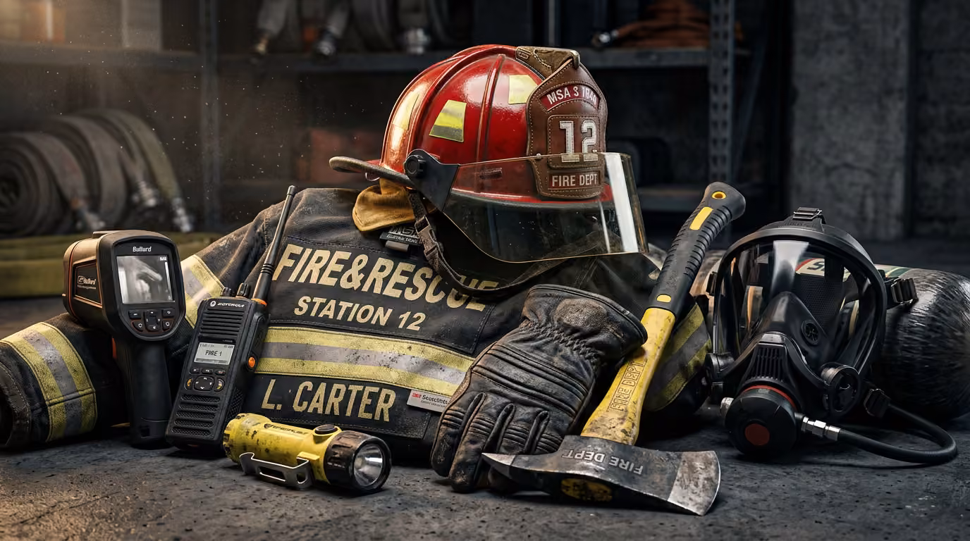 Brigada de bomberos equipada con SCBA NFPA 1970 en operación de incendio